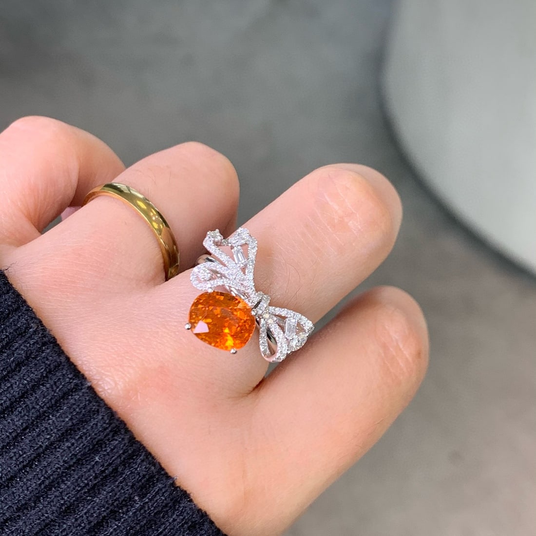 14k Gold 4.59 Ctw Natural Spessartine & Diamond Ring - 4