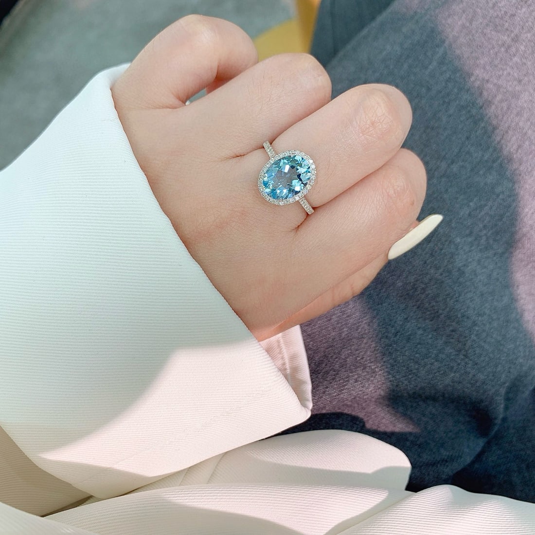 14k Gold 2.71 Ctw Natural Aquamarine & Diamond Ring - 4
