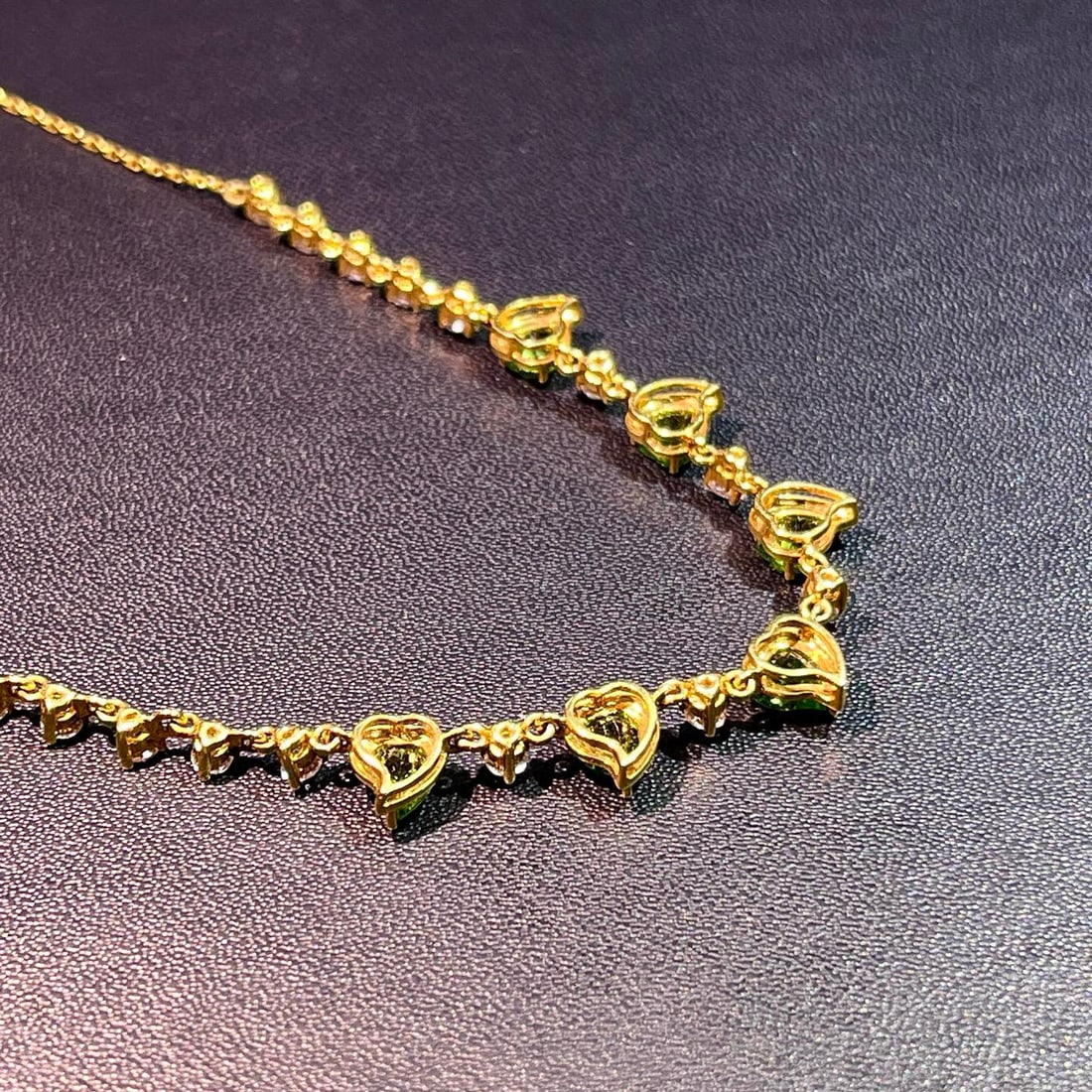 14k Gold 2.57 Ct Natural Tsavorite & Sapphire Necklace - 5
