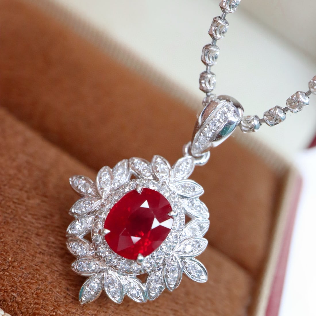 14k Gold 1.26 Ctw Natural Ruby & Diamond Pendant( Without Chain ) - 3
