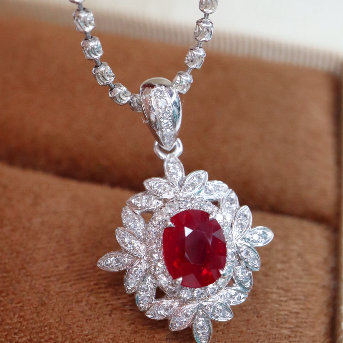 14k Gold 1.26 Ctw Natural Ruby & Diamond Pendant( Without Chain ) - 5