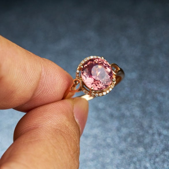 14k Gold 2.97 Ct Natural Tourmaline & Diamond Ring - 2