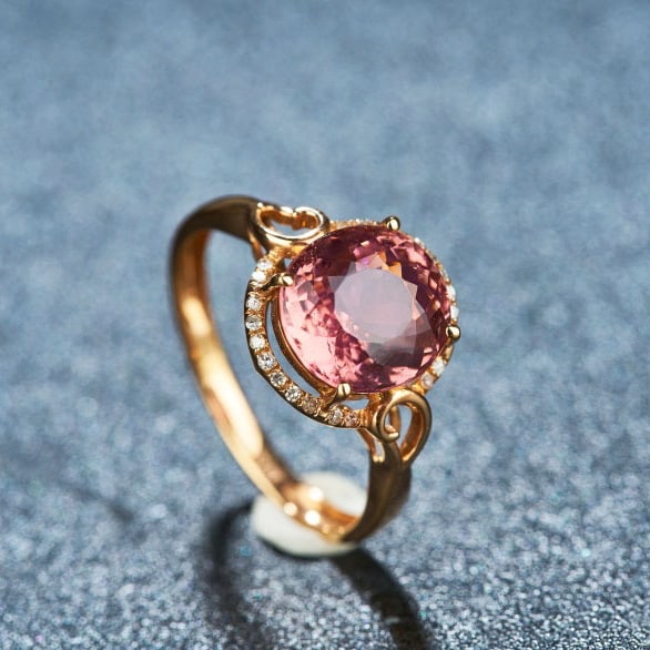 14k Gold 2.97 Ct Natural Tourmaline & Diamond Ring - 3