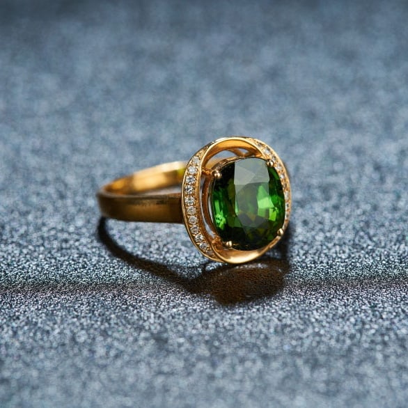 14k Gold 3.2 Ct Natural Tourmaline & Diamond Ring - 4