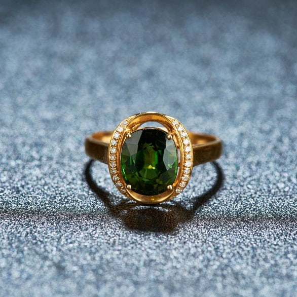 14k Gold 3.2 Ct Natural Tourmaline & Diamond Ring - 5