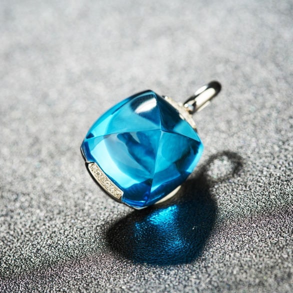 14k Gold 22 Ct Natural Topaz & Diamond Pendant( Without Chain ) - 5