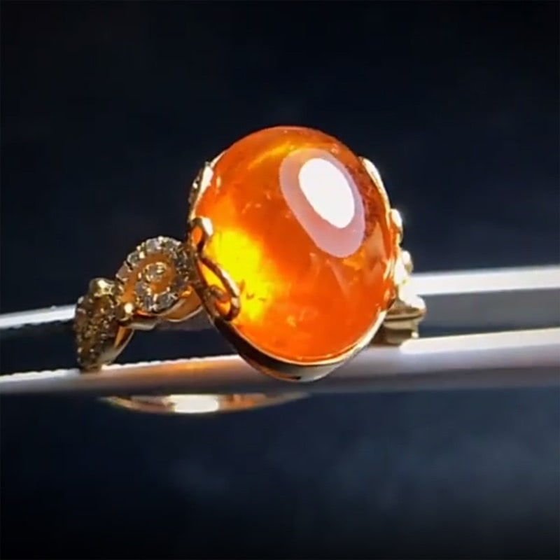 14k Gold 10.28 Ctw Natural Spessartine & Diamond Ring: Ref:230986131 // gold content:14k gold // ring size:7. 25us // // main gemstone:spessartine // shape:oval // carat weight:10. 15ct // color:orange // treatment:natural // // adjacent gemstone 2 :
