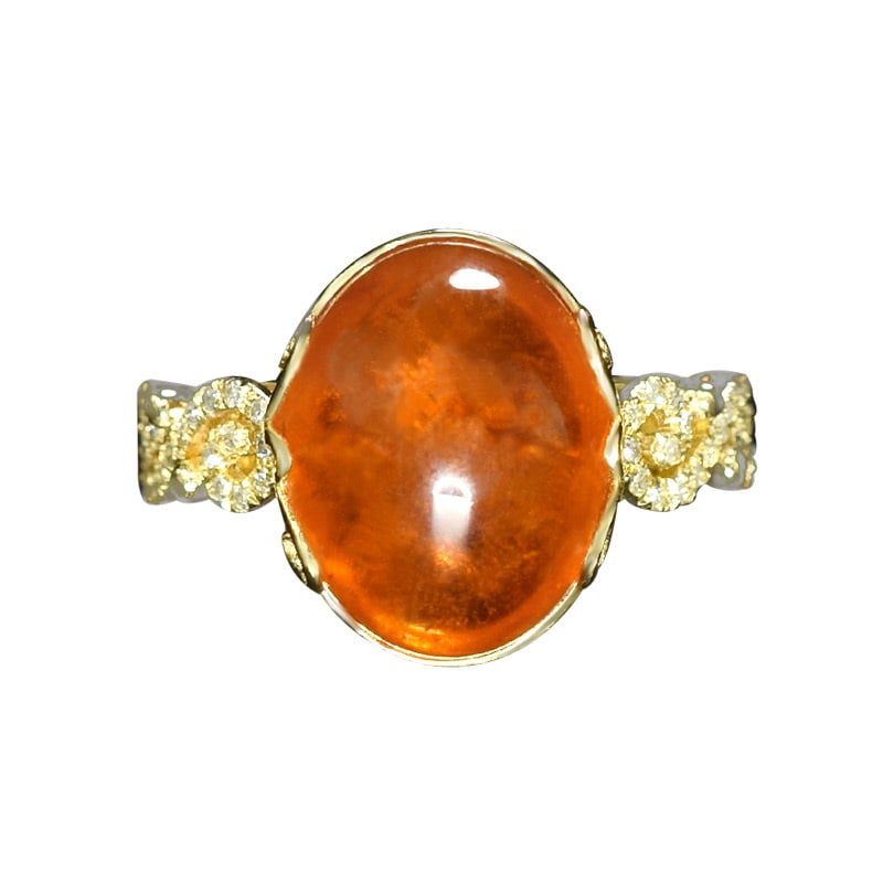 14k Gold 10.28 Ctw Natural Spessartine & Diamond Ring - 2
