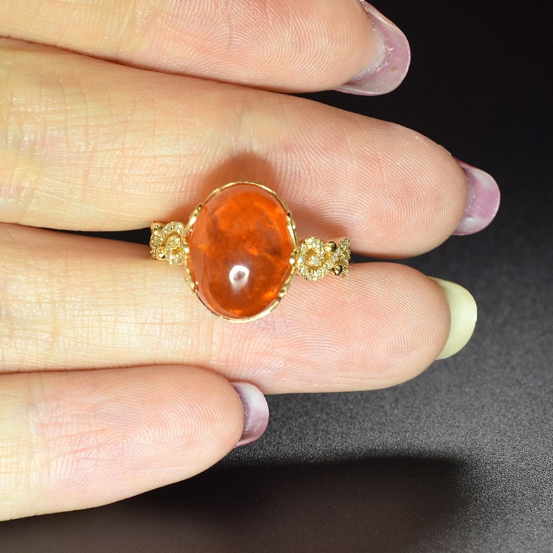 14k Gold 10.28 Ctw Natural Spessartine & Diamond Ring - 3