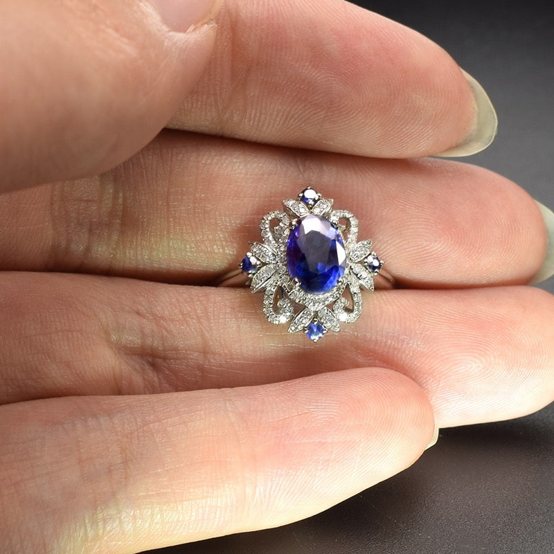 14k Gold 2.19 Ctw Natural Sapphire & Diamond Ring - 2