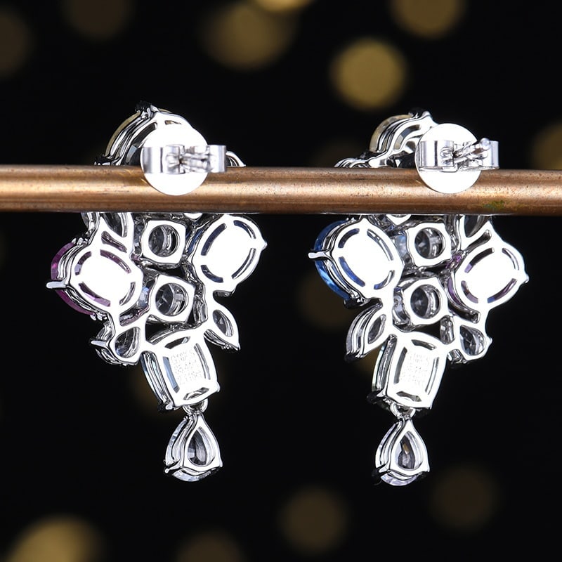 14k Gold 7.55 Ctw Natural Sapphire & Sapphire Earrings - 2