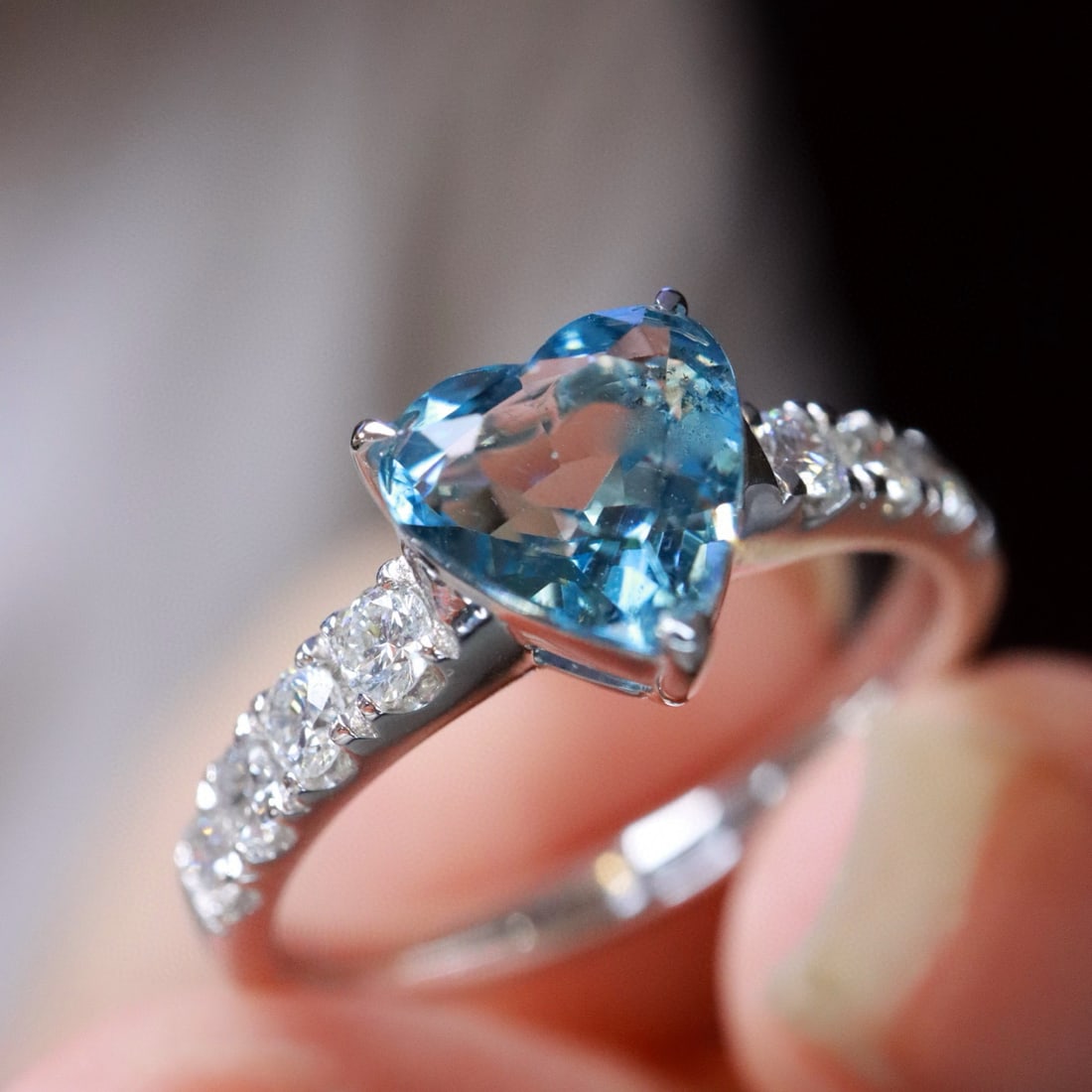 14k Gold 1.4 Ctw Natural Aquamarine & Diamond Ring - 5