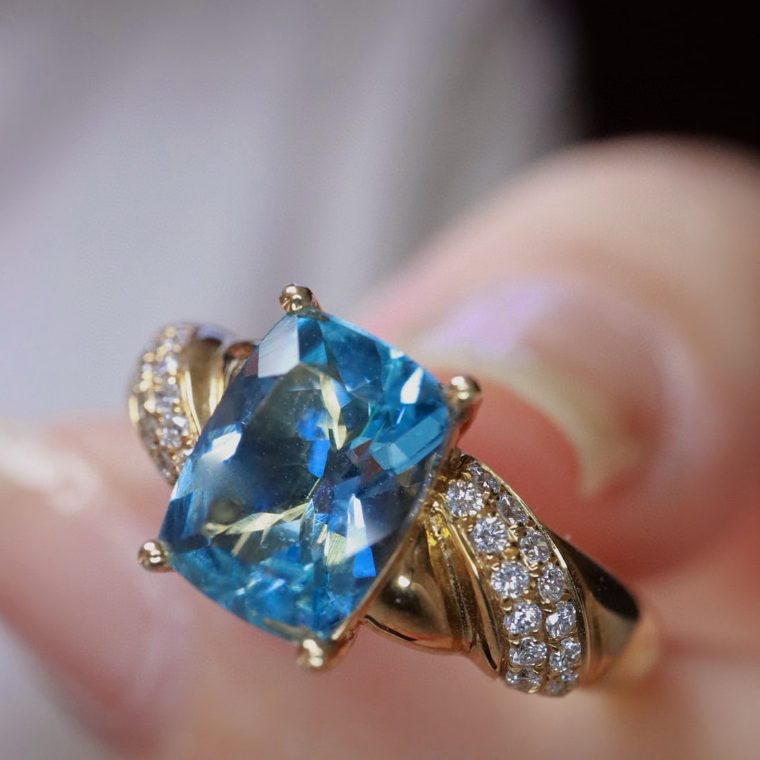 14k Gold 1.73 Ctw Natural Aquamarine & Diamond Ring - 5