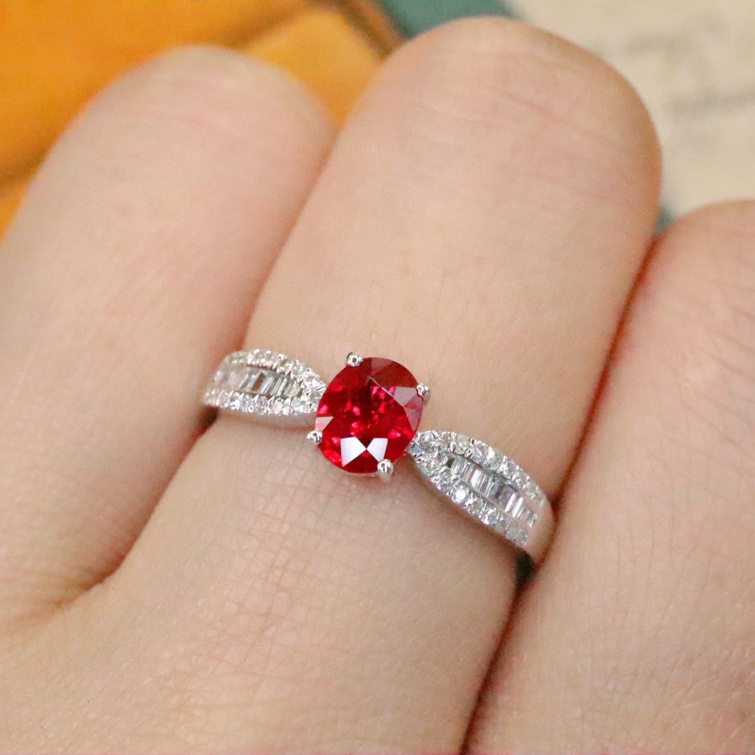 14k Gold 0.76 Ctw Natural Ruby & Diamond Ring - 4