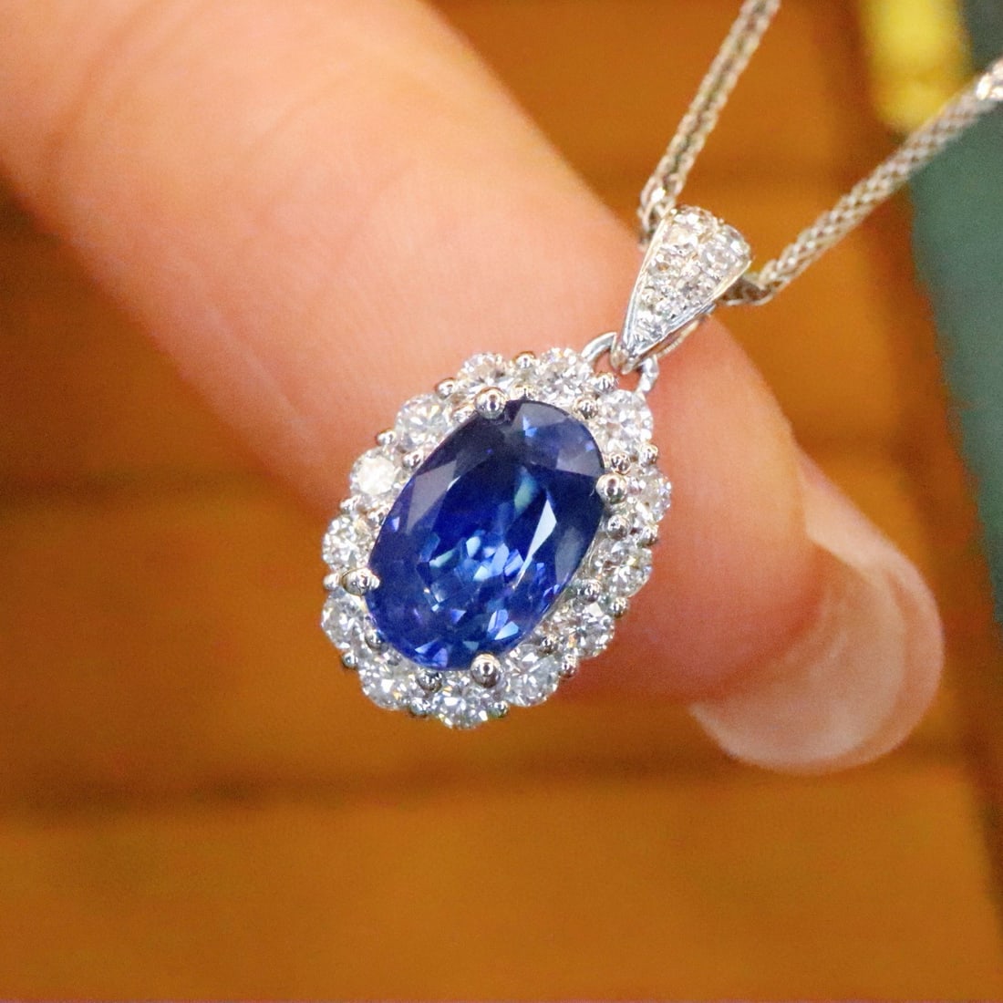 14k Gold 1.35 Ctw Natural Sapphire & Diamond Pendant( Without Chain ) - 3