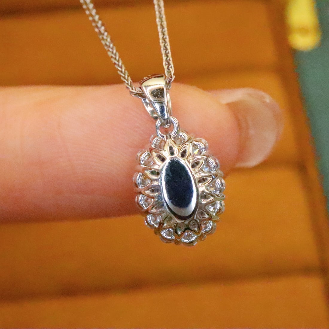 14k Gold 1.35 Ctw Natural Sapphire & Diamond Pendant( Without Chain ) - 4