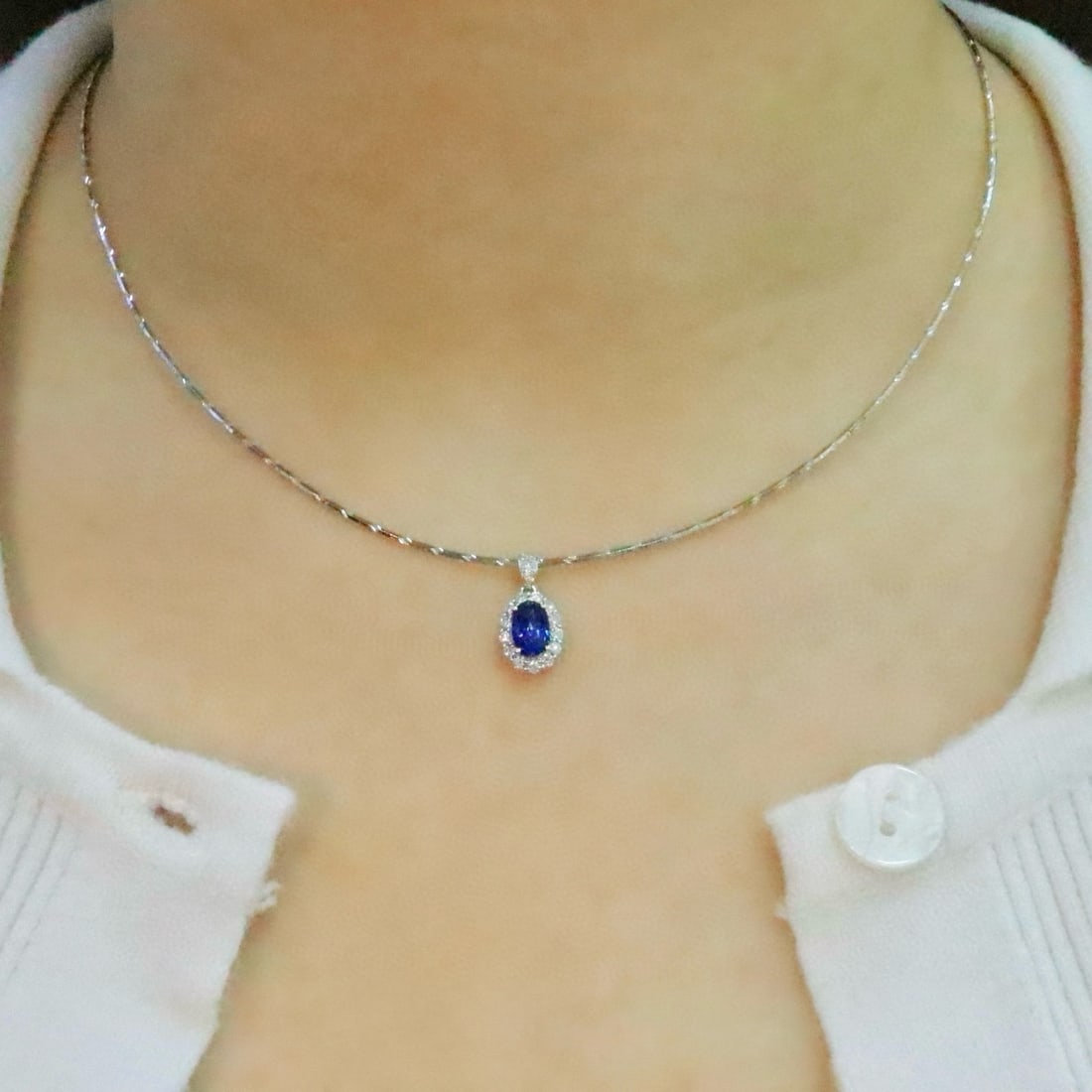 14k Gold 1.35 Ctw Natural Sapphire & Diamond Pendant( Without Chain ) - 5