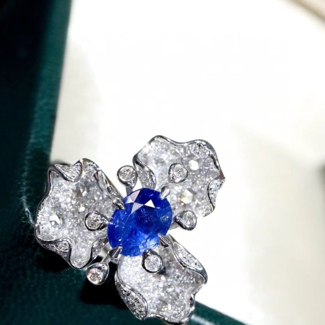 14k Gold 2.18 Ctw Natural Sapphire & Diamond Ring - 2