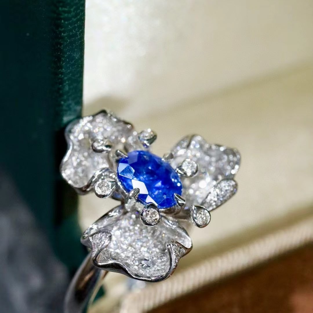 14k Gold 2.18 Ctw Natural Sapphire & Diamond Ring - 5