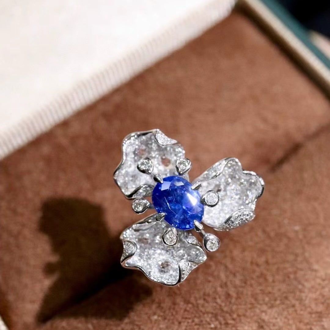 14k Gold 2.18 Ctw Natural Sapphire & Diamond Ring - 6