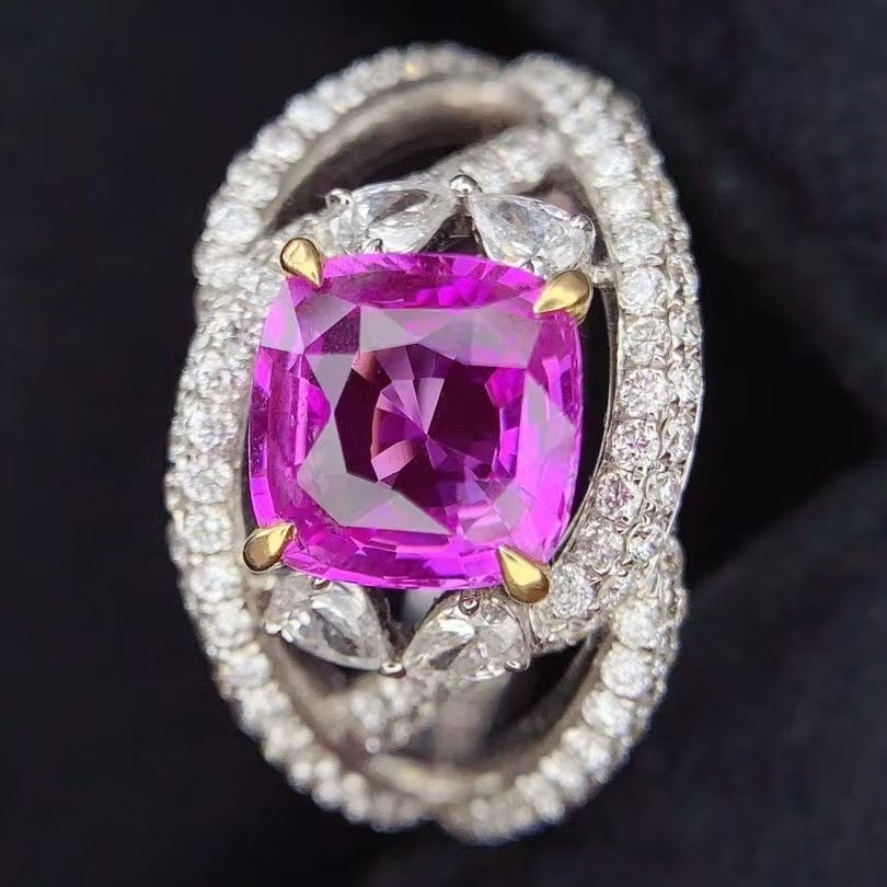 14k Gold 3.06 Ctw Natural Sapphire & Diamond Ring - 4