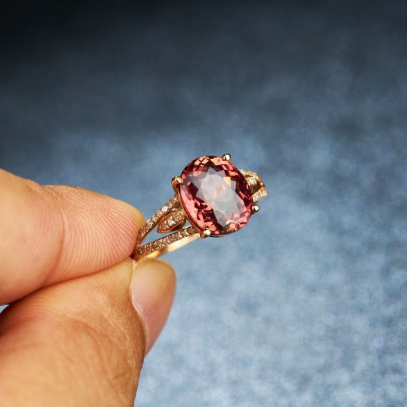 14k Gold 3.21 Ctw Natural Tourmaline & Diamond Ring - 2