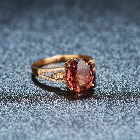 14k Gold 3.21 Ctw Natural Tourmaline & Diamond Ring - 6