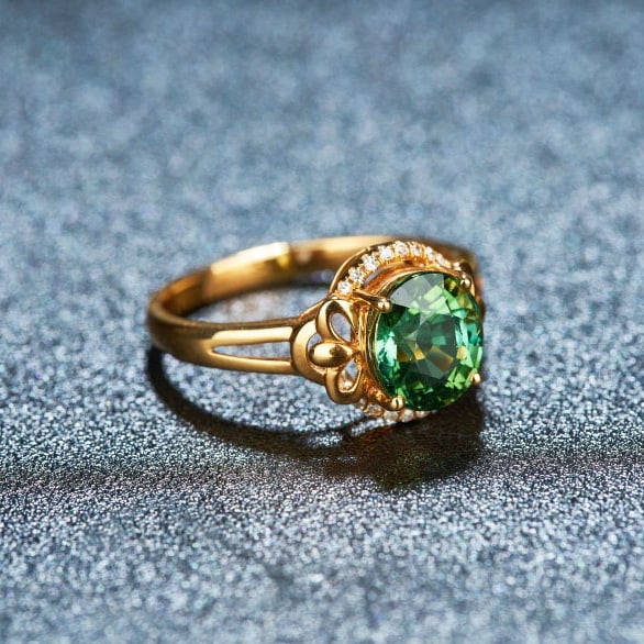 14k Gold 2.05 Ct Natural Tourmaline & Diamond Ring - 4