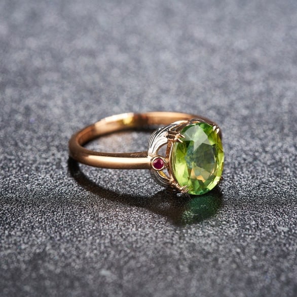14k Gold 2.25 Ct Natural Tourmaline & Ruby Ring - 4