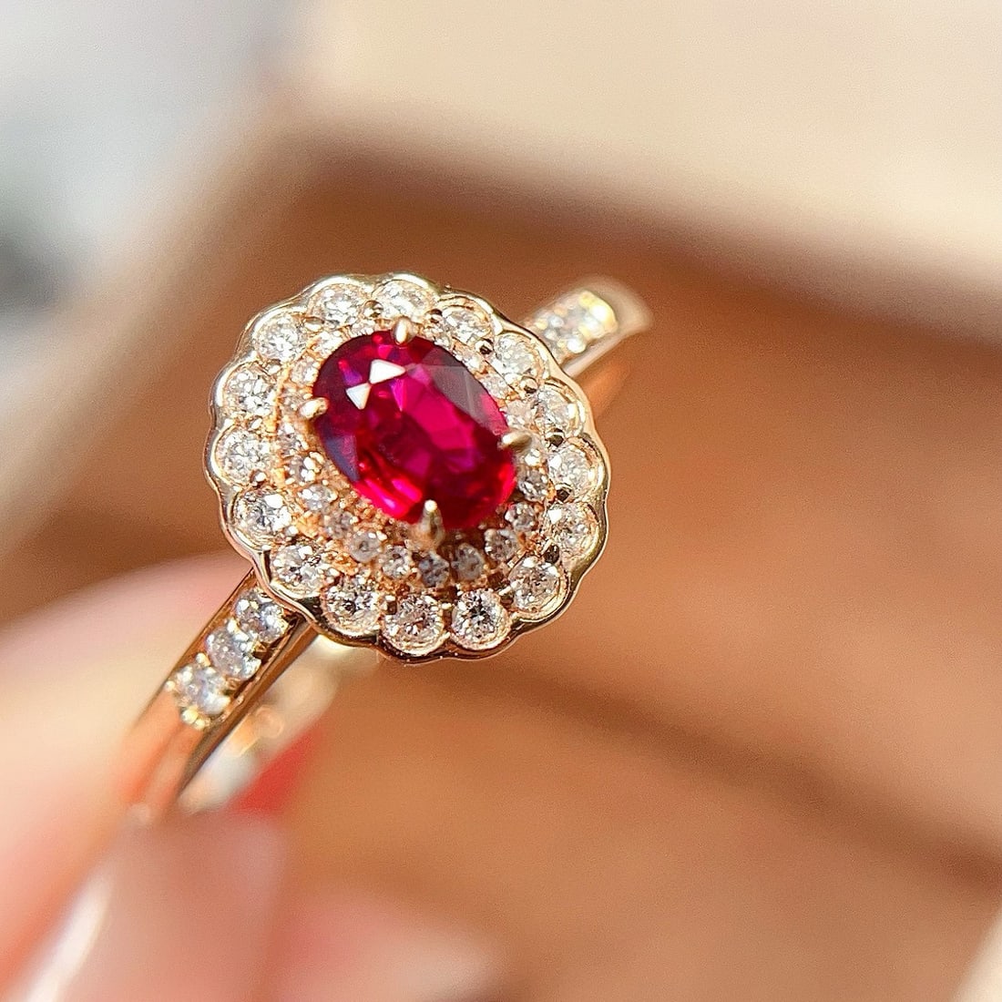 14k Gold 0.5 Ct Natural Ruby & Diamond Ring - 2