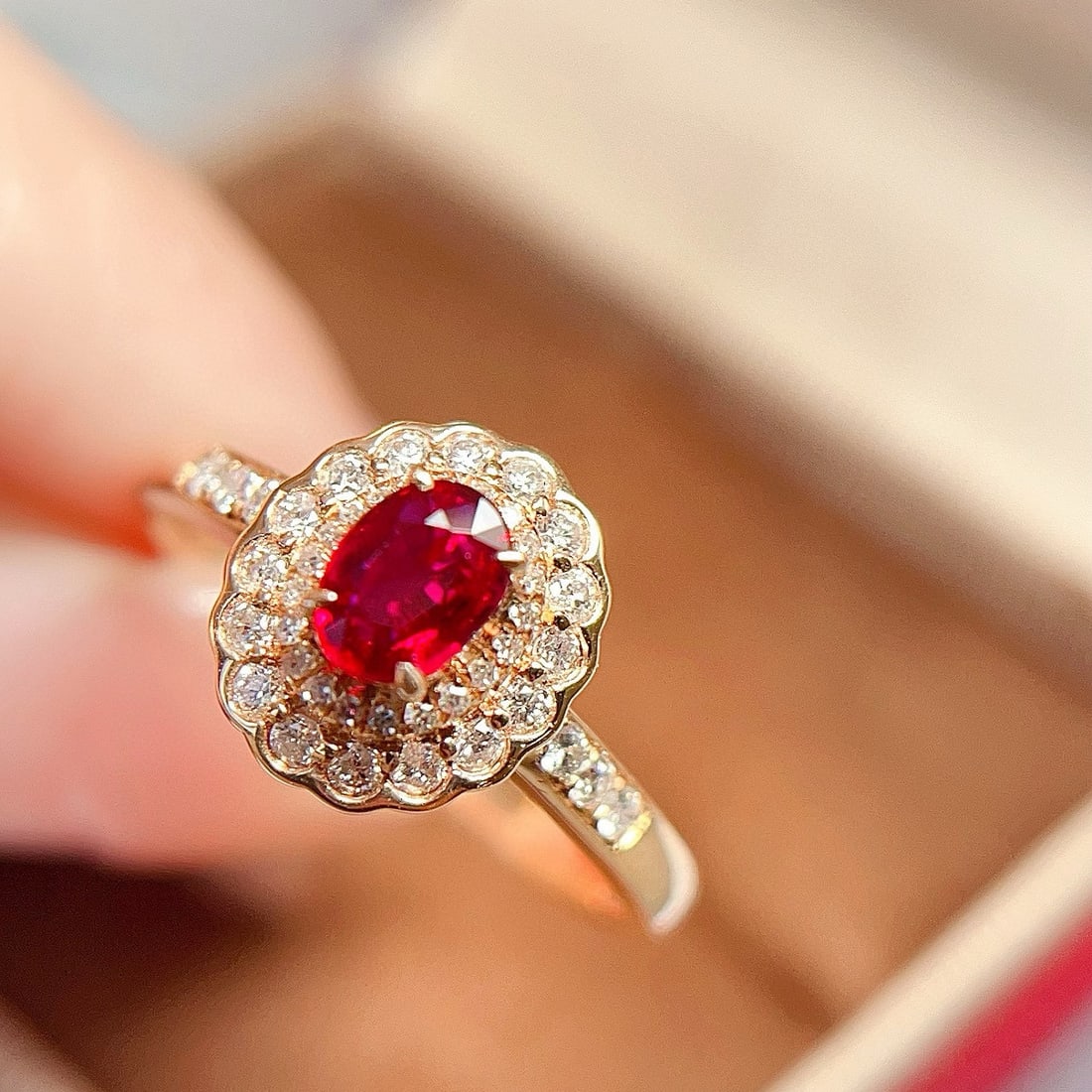 14k Gold 0.5 Ct Natural Ruby & Diamond Ring - 3