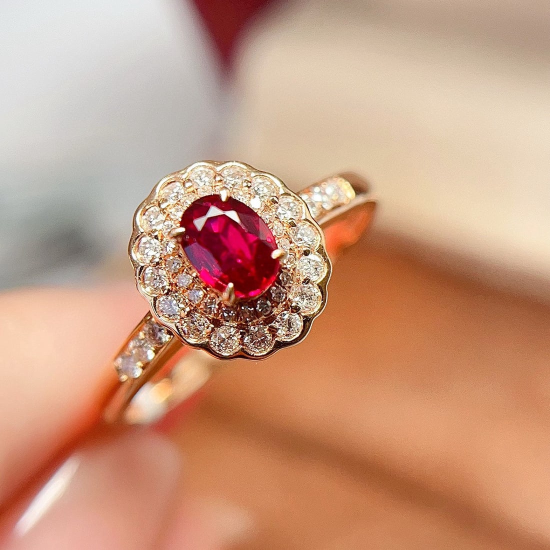 14k Gold 0.5 Ct Natural Ruby & Diamond Ring - 4