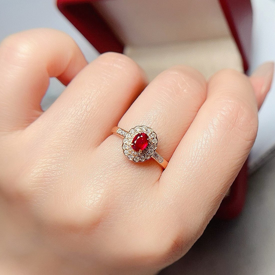 14k Gold 0.5 Ct Natural Ruby & Diamond Ring - 6