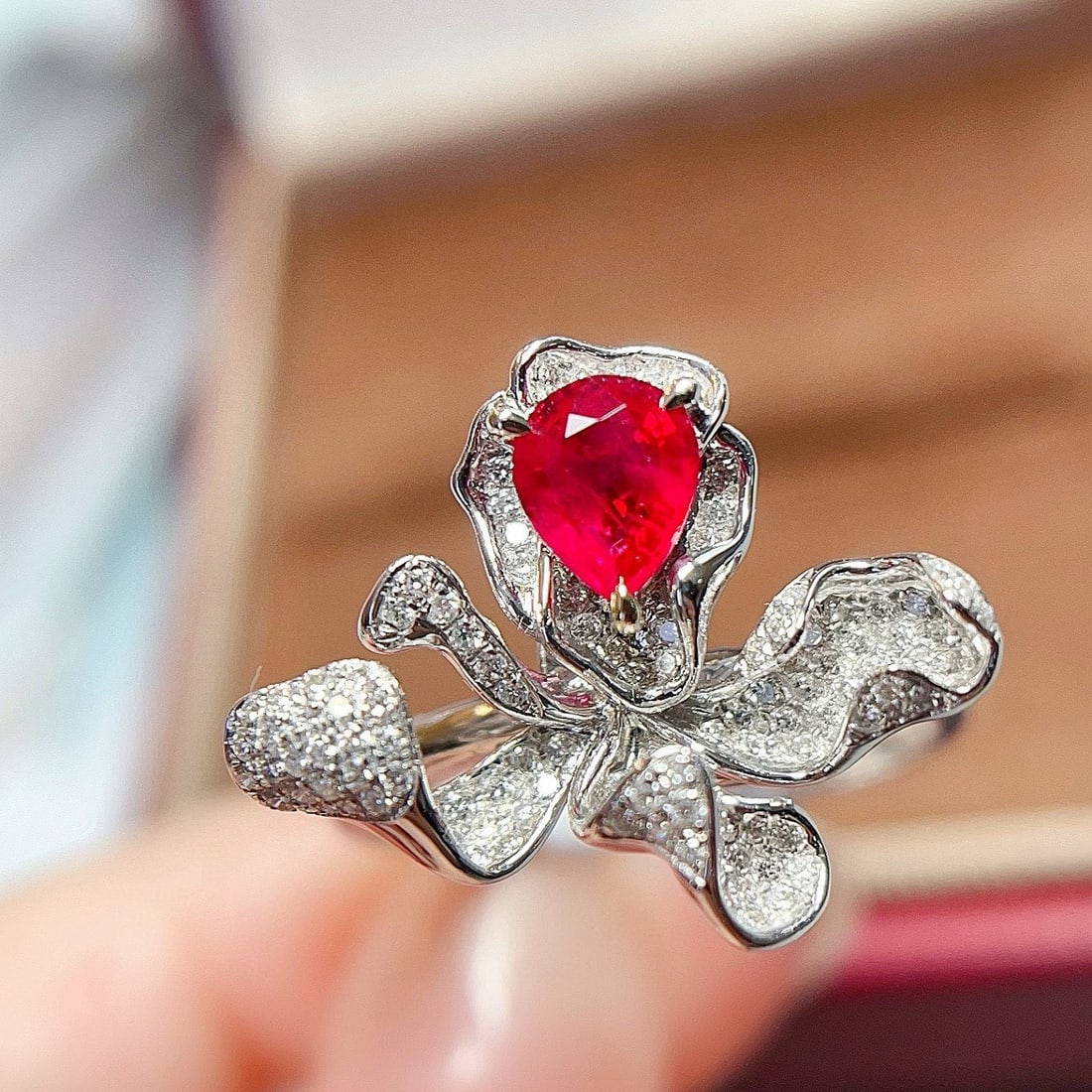 14k Gold 0.7 Ct Natural Ruby & Diamond Ring/pendant( Without Chain ) - 4