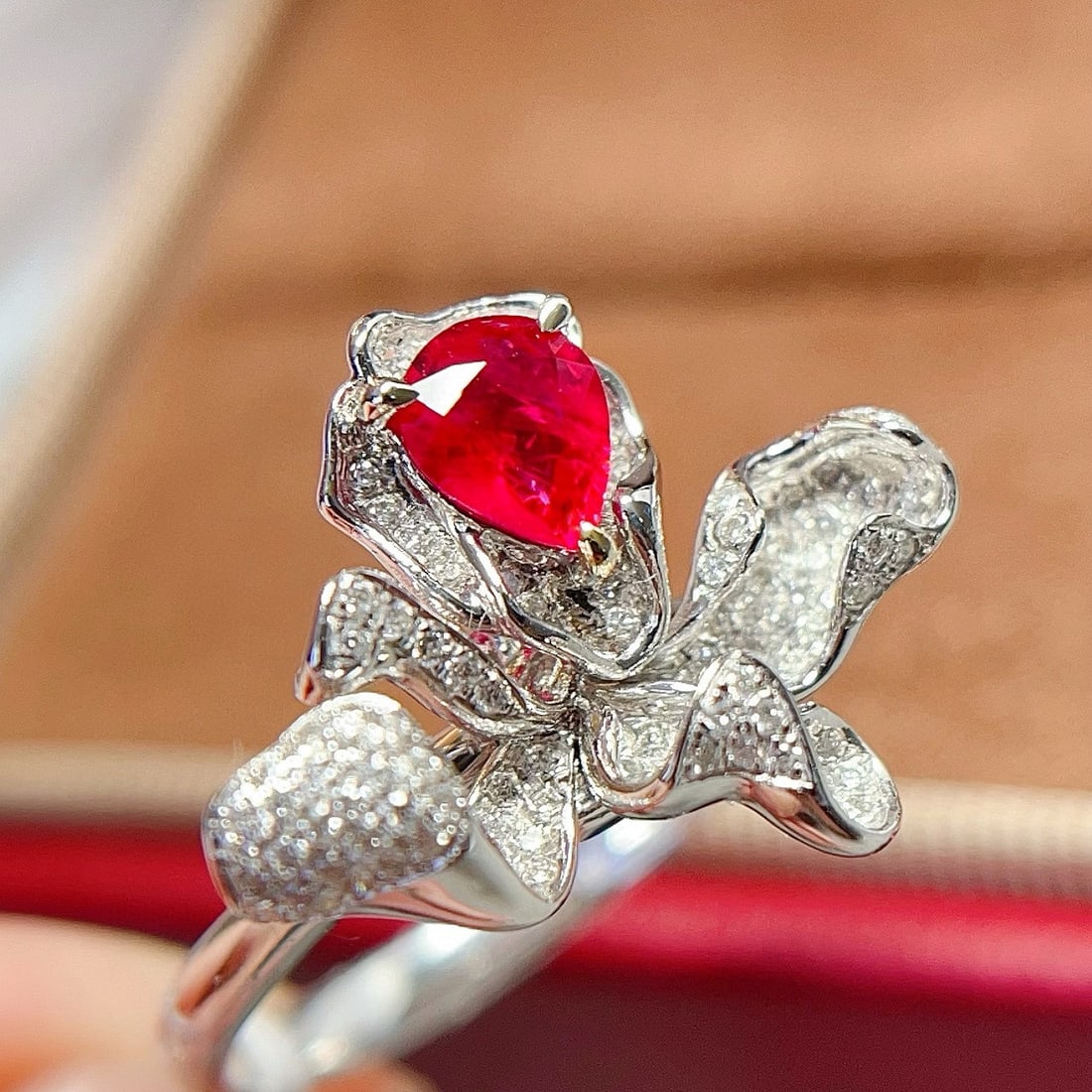 14k Gold 0.7 Ct Natural Ruby & Diamond Ring/pendant( Without Chain ) - 5