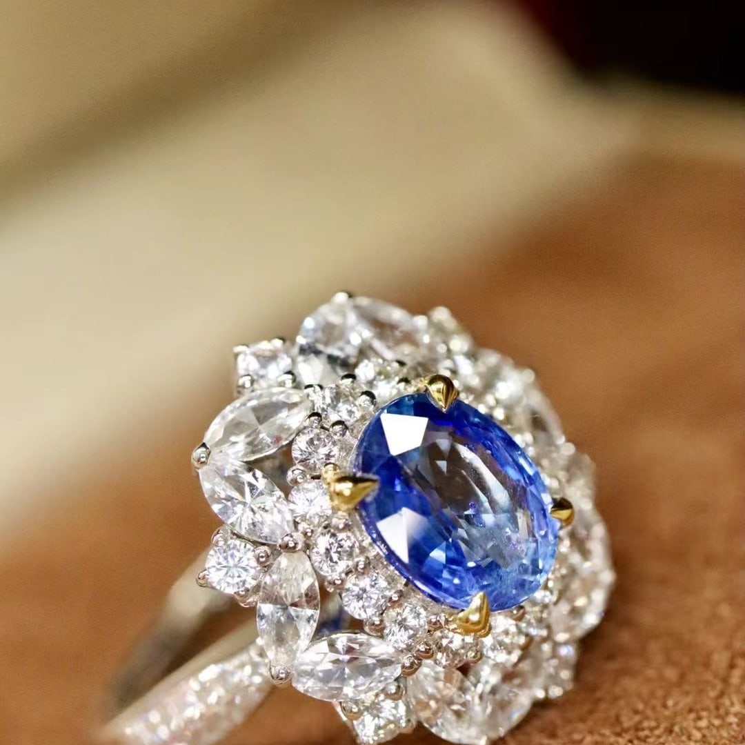 14k Gold 1.58 Ctw Natural Sapphire & Diamond Ring - 2