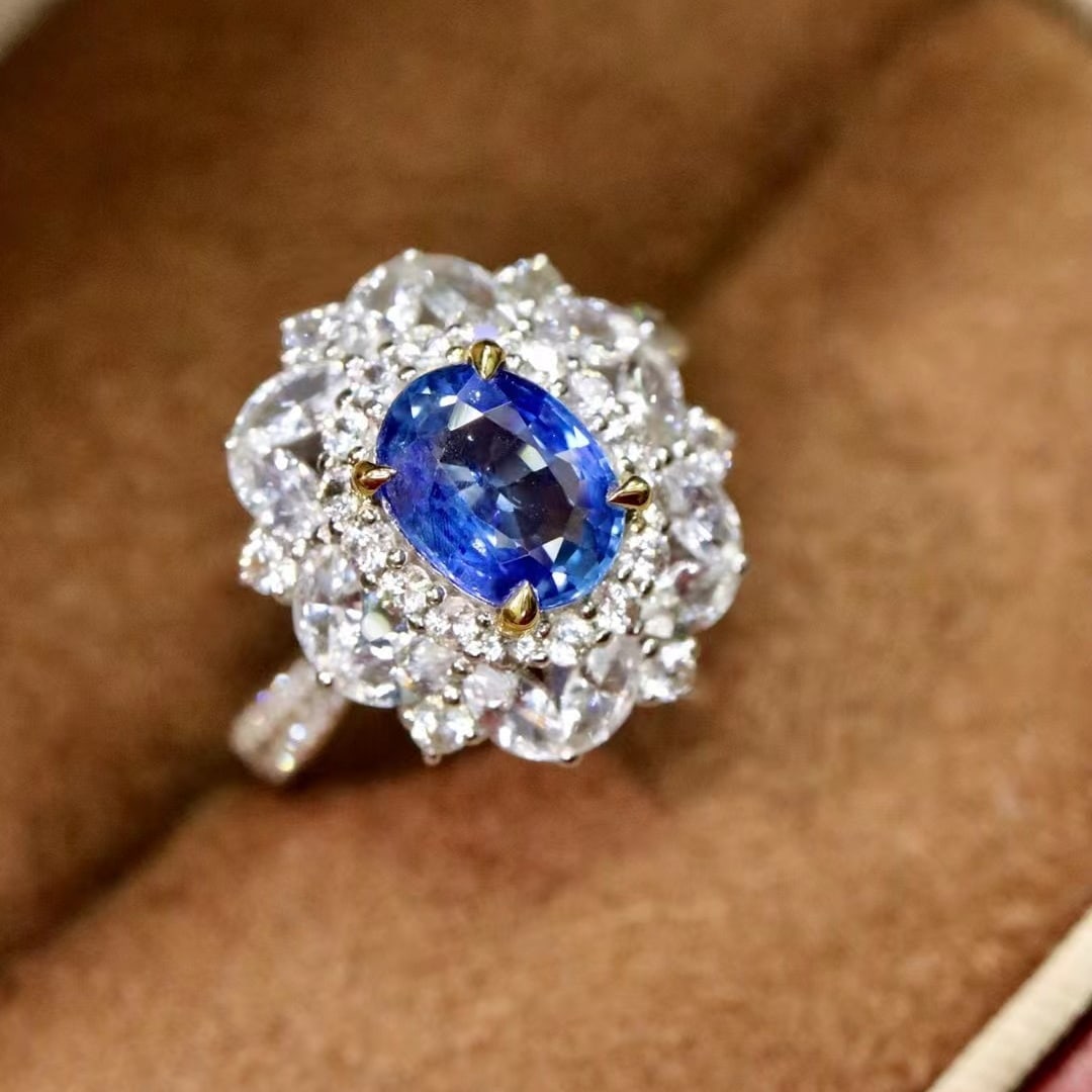 14k Gold 1.58 Ctw Natural Sapphire & Diamond Ring - 3