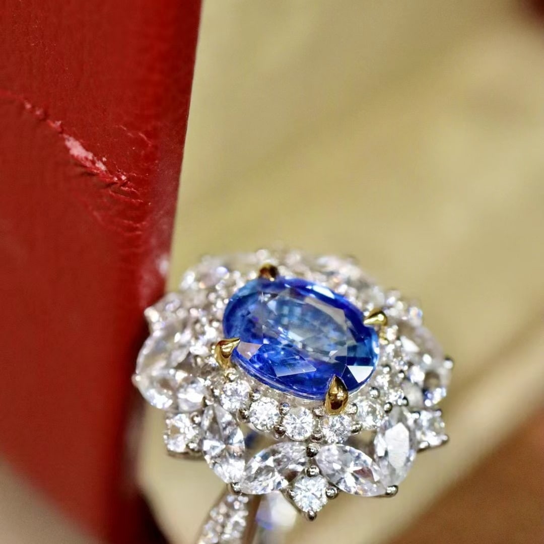 14k Gold 1.58 Ctw Natural Sapphire & Diamond Ring - 4