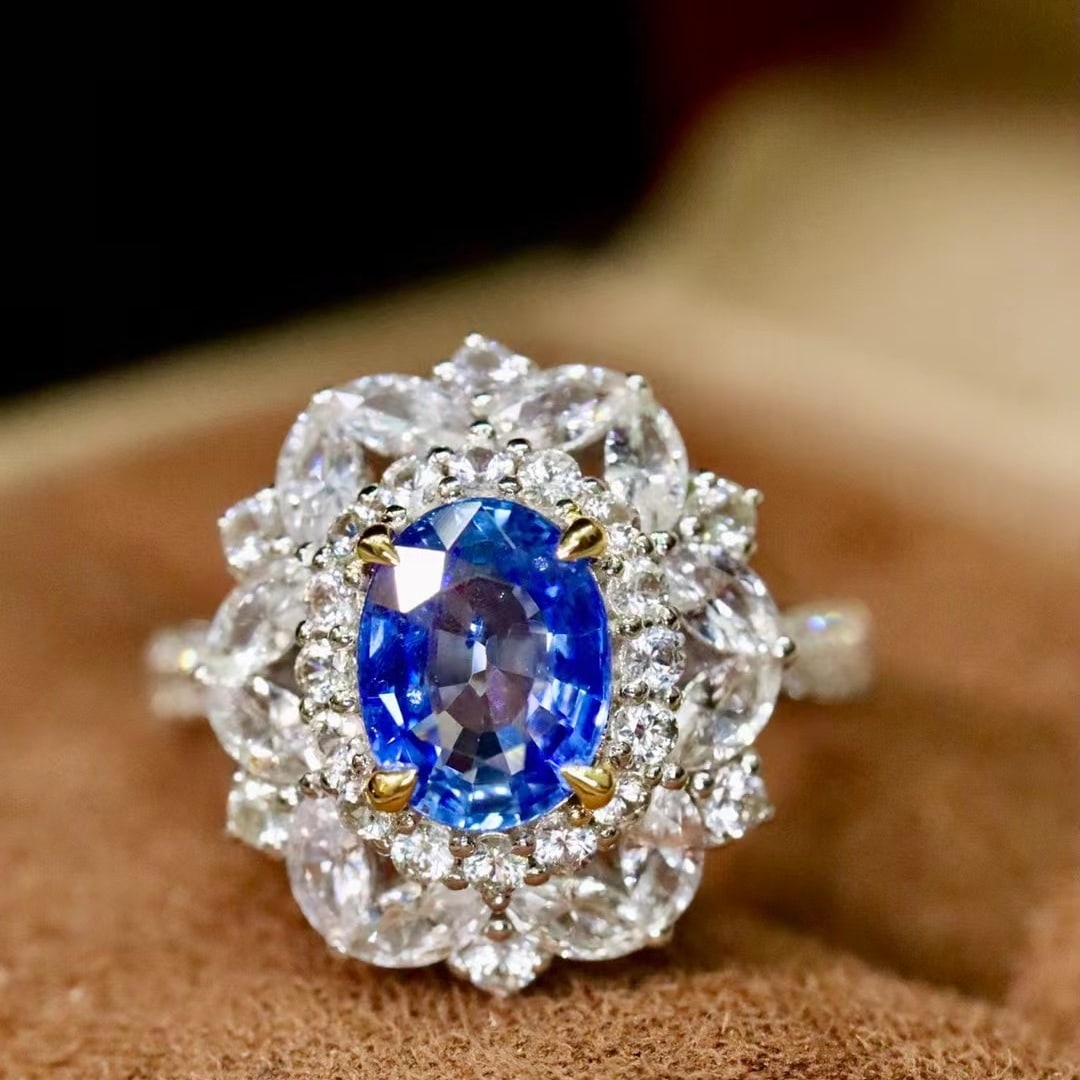 14k Gold 1.58 Ctw Natural Sapphire & Diamond Ring - 5