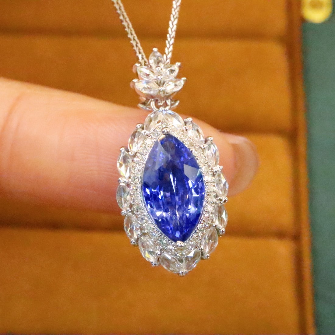 14k Gold 2.33 Ctw Natural Sapphire & Diamond Pendant( Without Chain ) - 4