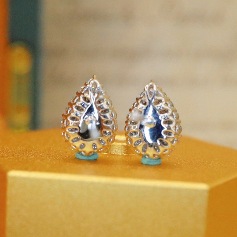 14k Gold 1.45 Ctw Natural Sapphire & Diamond Earrings - 4