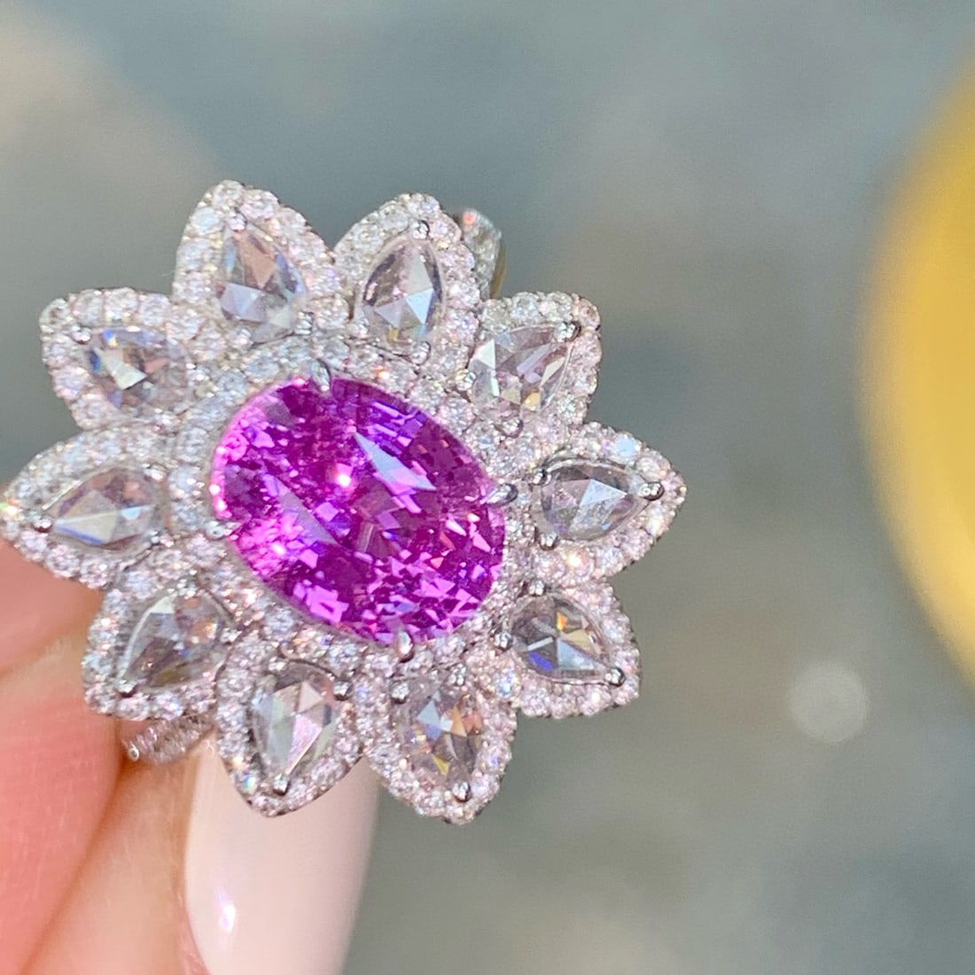 14k Gold 3.16 Ctw Natural Sapphire & Diamond Ring/pendant( Without Chain ): Ref:230986201 // gold content:14k gold // ring size:7. 25us // // main gemstone:sapphire // shape:oval // carat weight:2. 03ct // color:purple // treatment:natural // // adjacent gemstone 2 : diamond