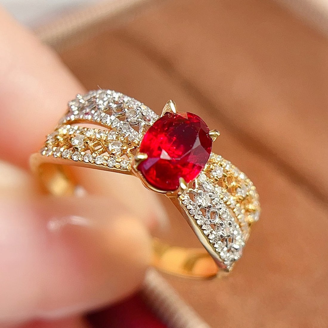 14k Gold 1 Ct Natural Ruby & Diamond Ring - 2