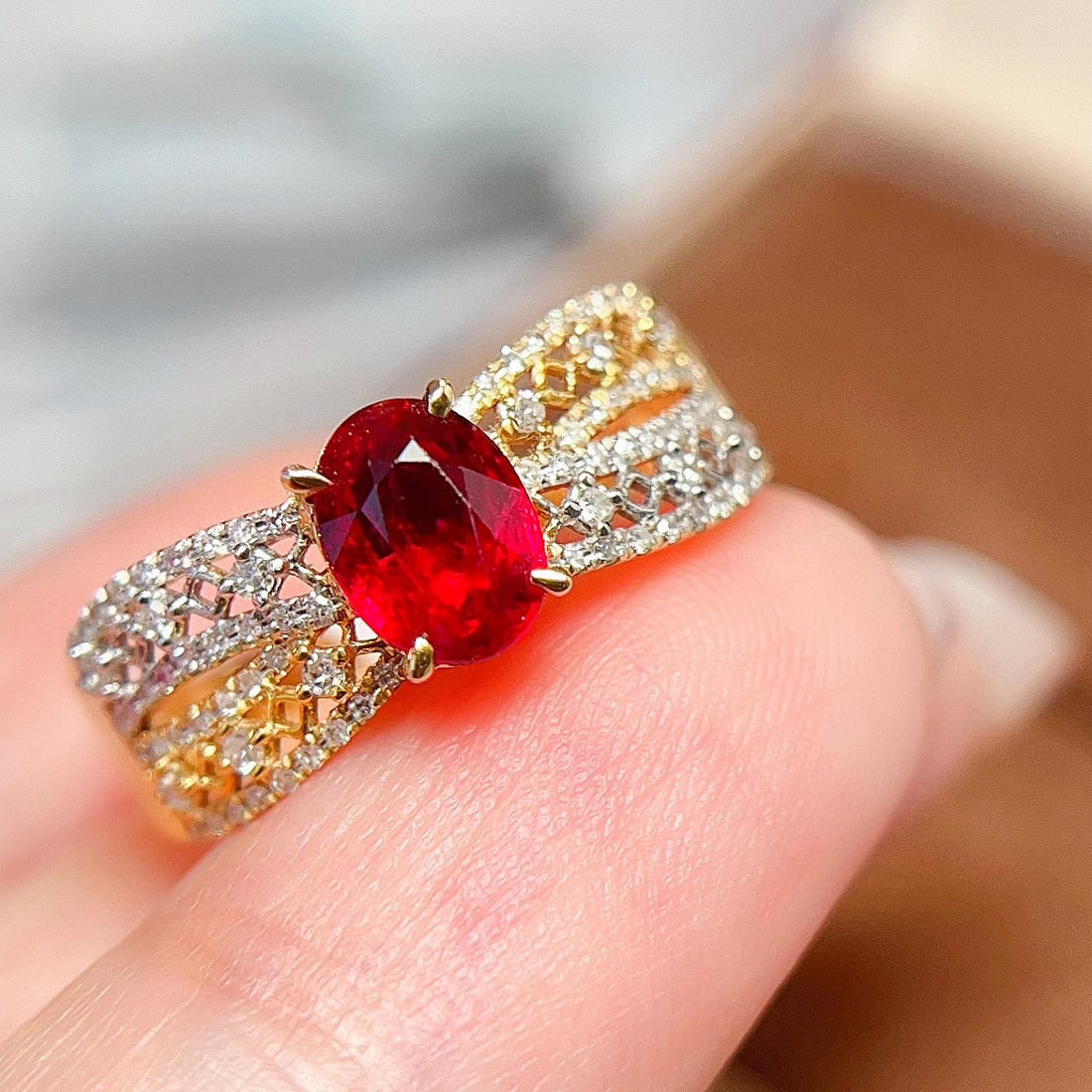 14k Gold 1 Ct Natural Ruby & Diamond Ring - 3
