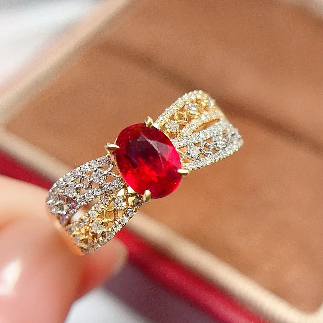 14k Gold 1 Ct Natural Ruby & Diamond Ring - 5