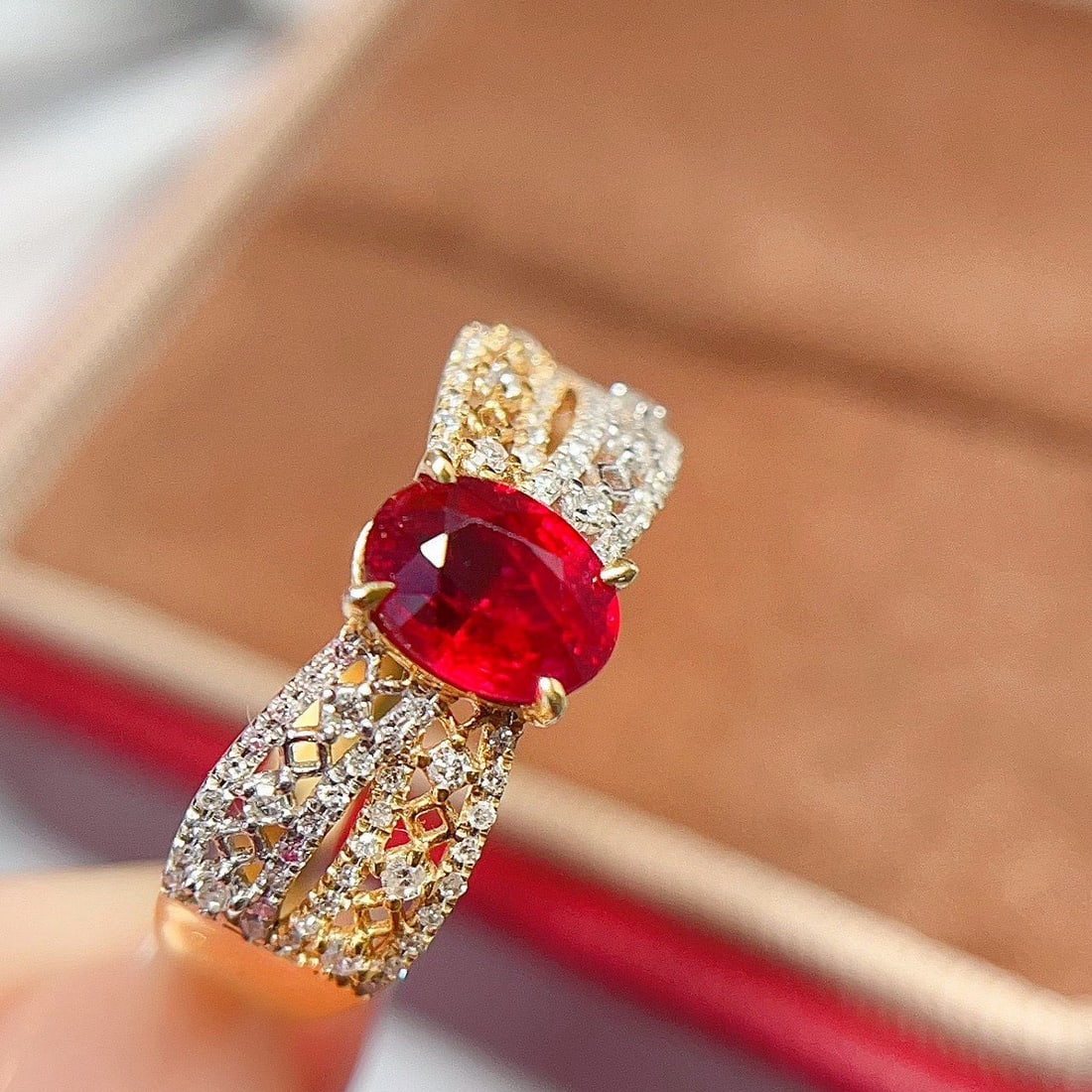 14k Gold 1 Ct Natural Ruby & Diamond Ring - 6