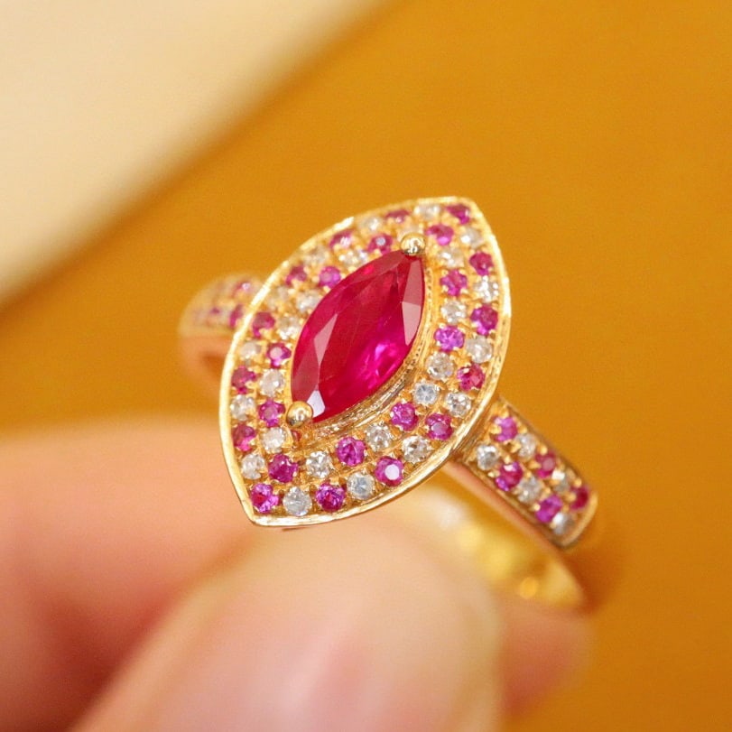 14k Gold 0.61 Ctw Natural Ruby & Diamond Ring - 2