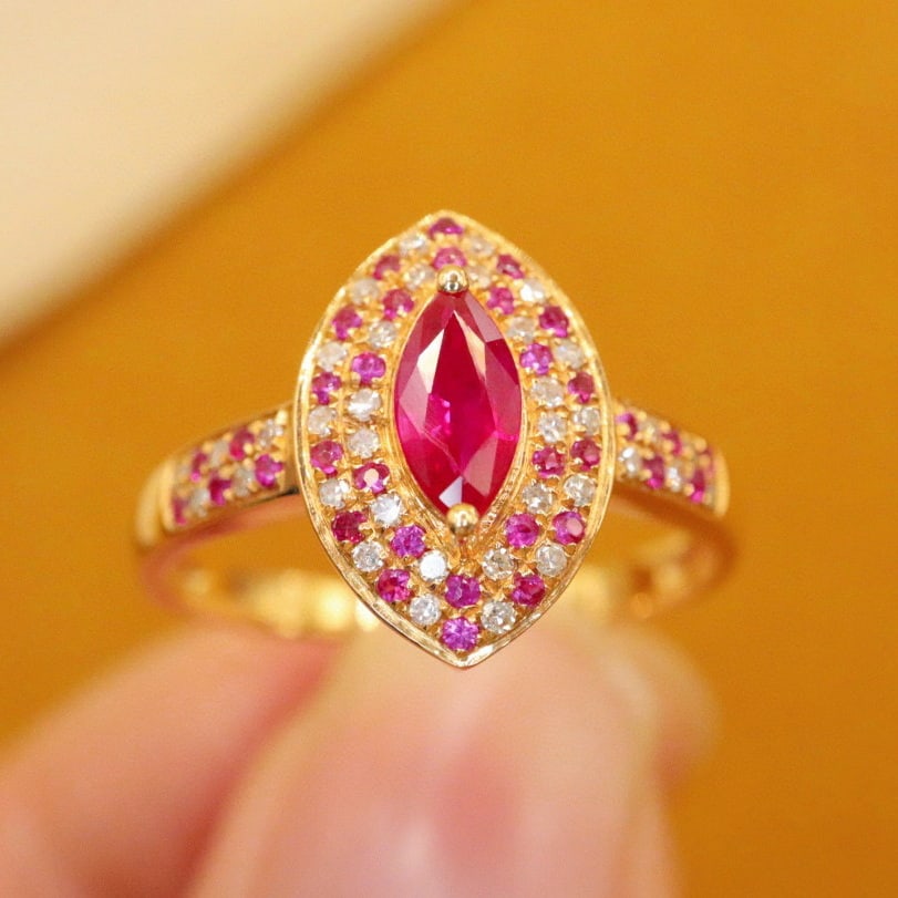 14k Gold 0.61 Ctw Natural Ruby & Diamond Ring - 3