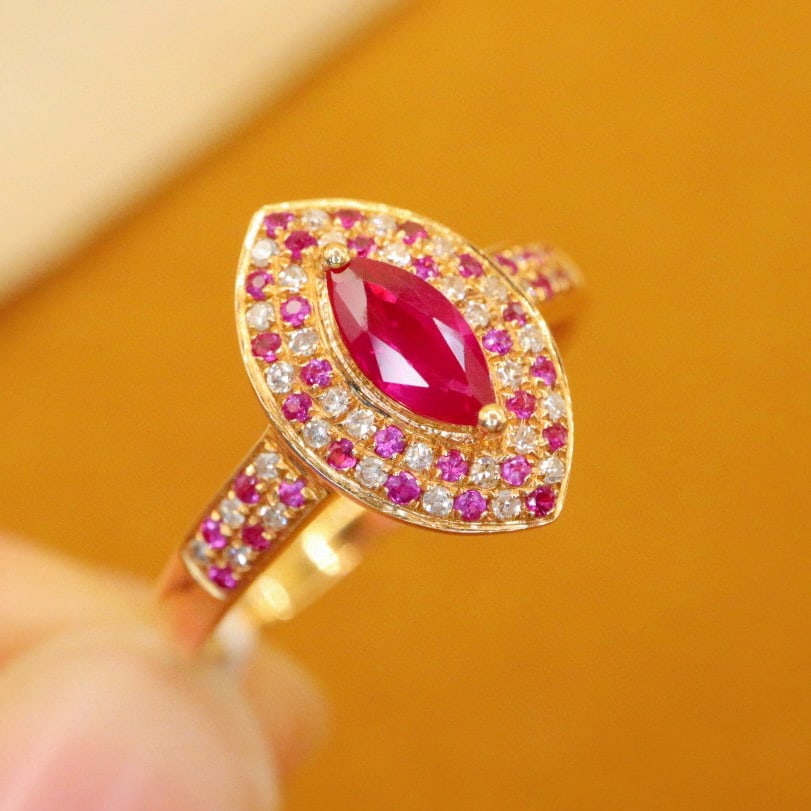 14k Gold 0.61 Ctw Natural Ruby & Diamond Ring - 4