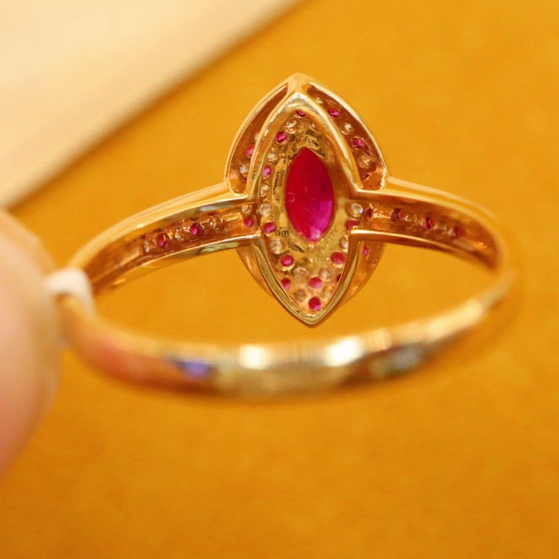 14k Gold 0.61 Ctw Natural Ruby & Diamond Ring - 5